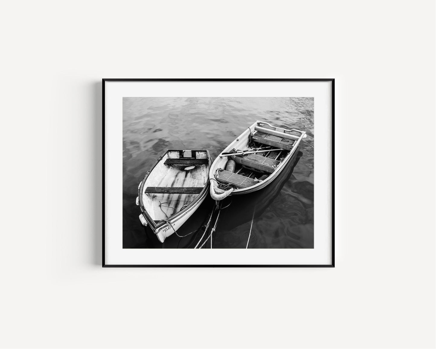 Black and White Wooden Boats Print - Departures Print Shop