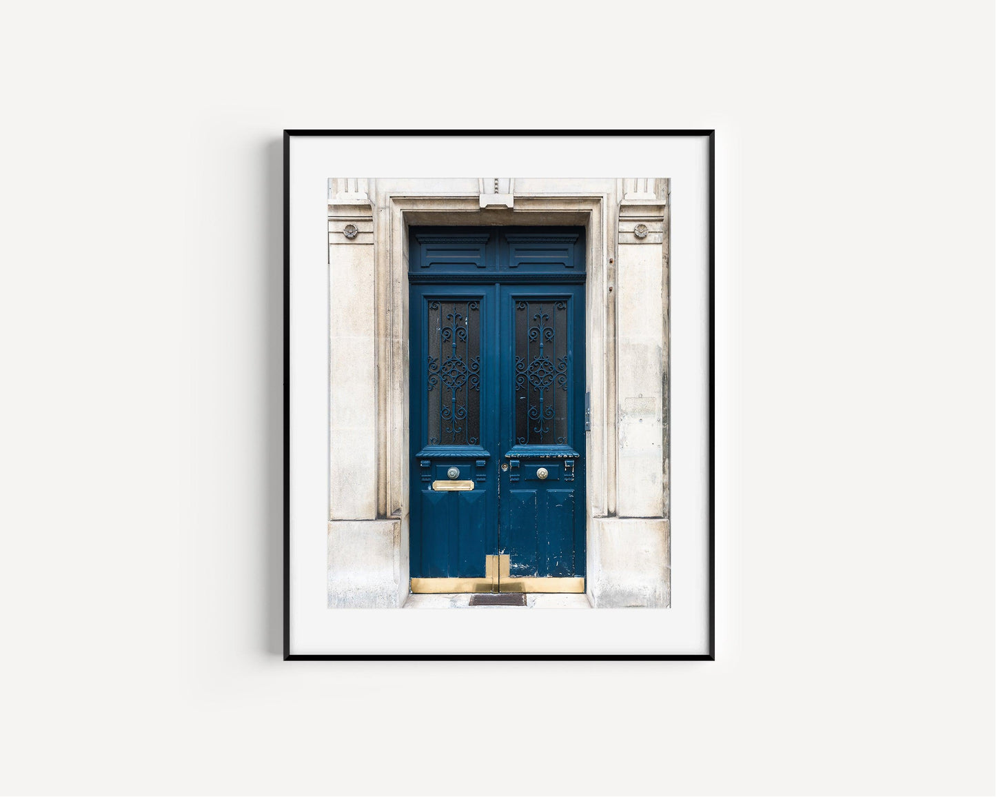 Dark Blue Paris Door Print | Paris Photography Print - Departures Print Shop