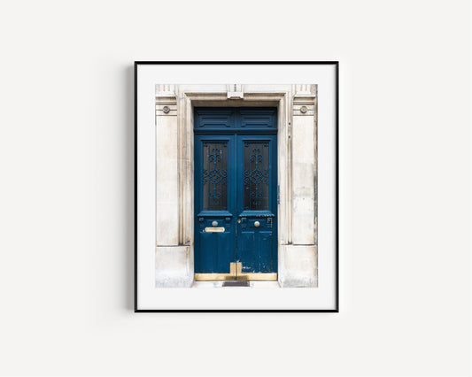 Dark Blue Paris Door Print | Paris Photography Print - Departures Print Shop