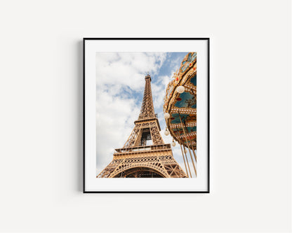Eiffel Tower Carousel Paris Photography Print - Departures Print Shop