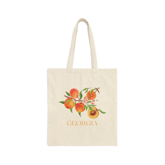 Georgia Peach Canvas Tote Bag - Departures Print Shop