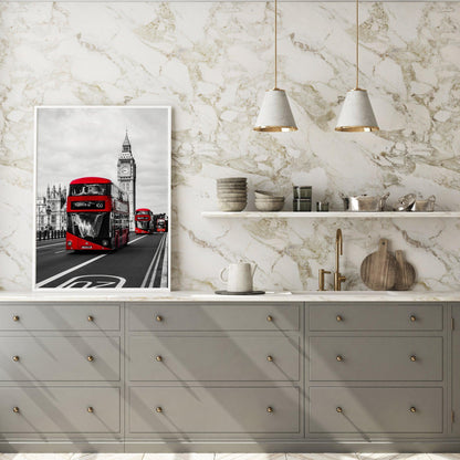London Double-Decker Bus Photography Print - Departures Print Shop