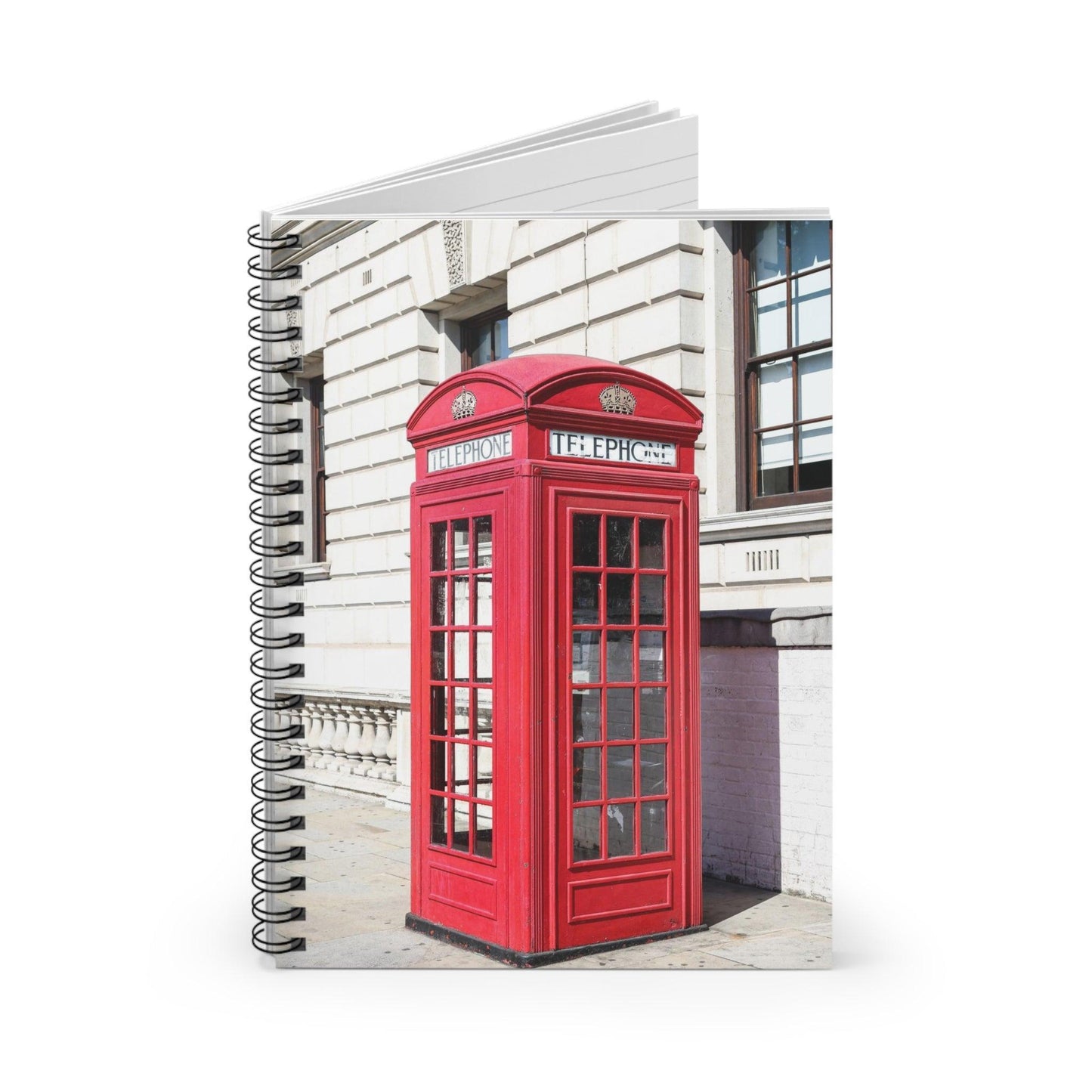 Red London Telephone Booth Spiral Notebook - Departures Print Shop