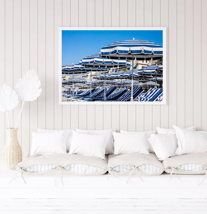 Ruhl Plage Beach Club Umbrellas | French Riviera Photography Print - Departures Print Shop