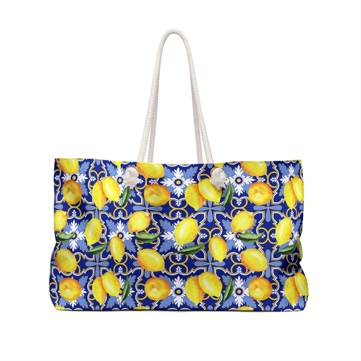 See You In Santorini | Lemon Print Beach Bag - Departures Print Shop