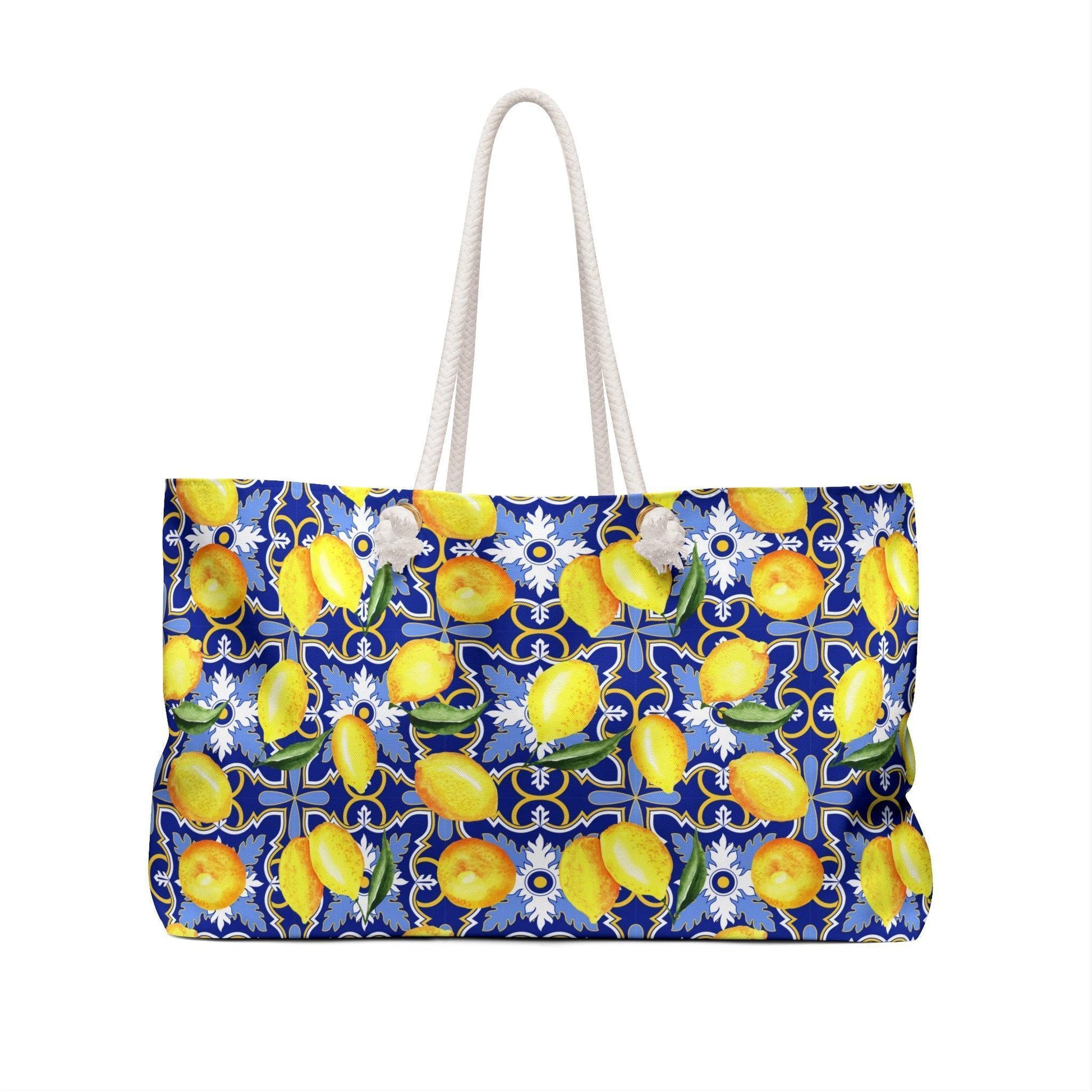 See You In Santorini | Lemon Print Beach Bag - Departures Print Shop