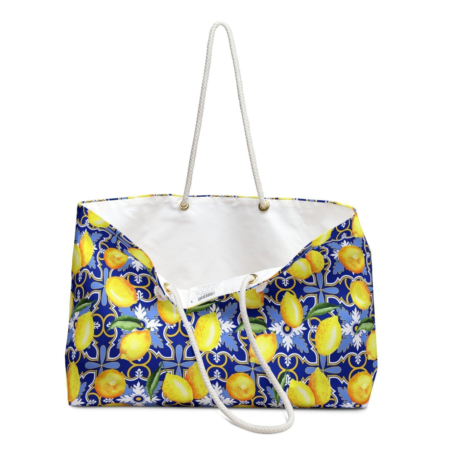 See You In Santorini | Lemon Print Beach Bag - Departures Print Shop