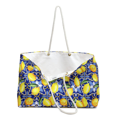 See You In Santorini | Lemon Print Beach Bag - Departures Print Shop