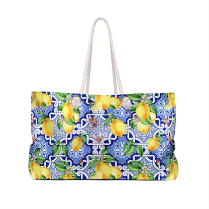 Sicilian Summer | Lemon Print Beach Bag - Departures Print Shop