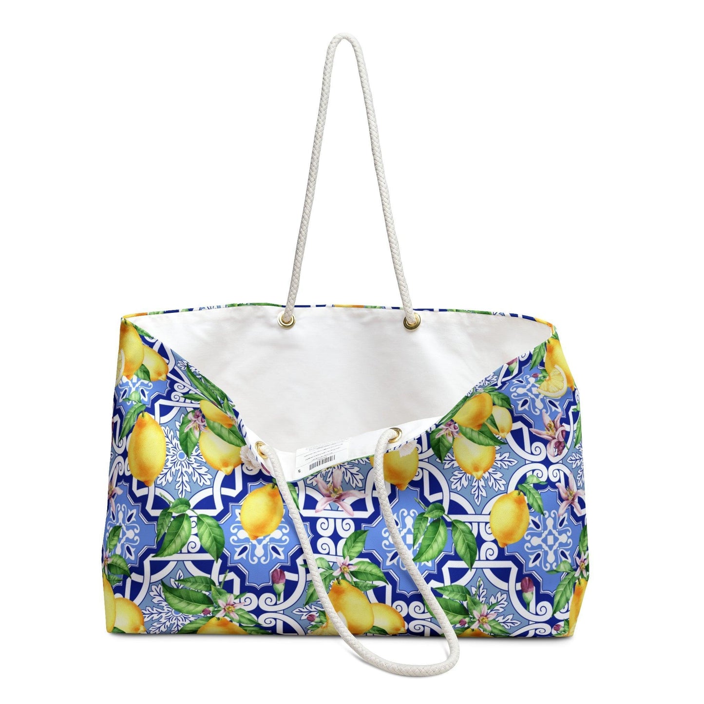 Sicilian Summer | Lemon Print Beach Bag - Departures Print Shop