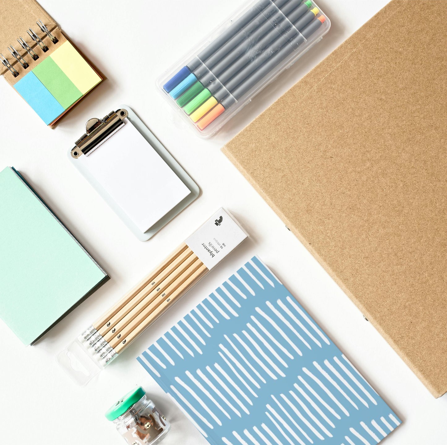 Sky Blue | Blue Striped Hardcover Notebook - Departures Print Shop
