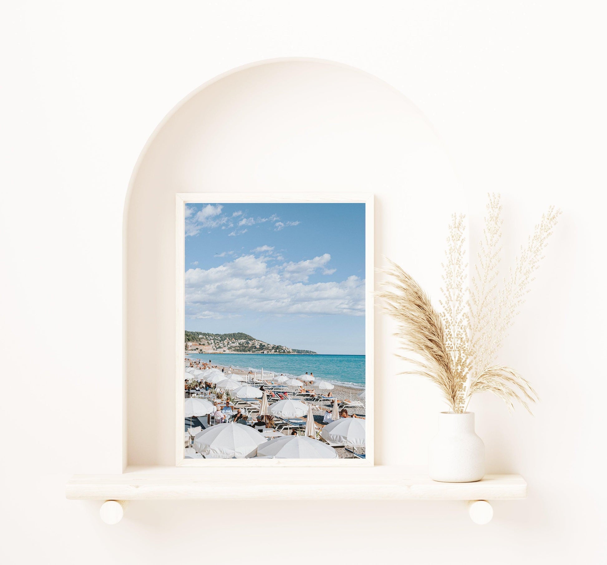 White Beach Umbrellas Photography Print | French Riviera Photography Print - Departures Print Shop