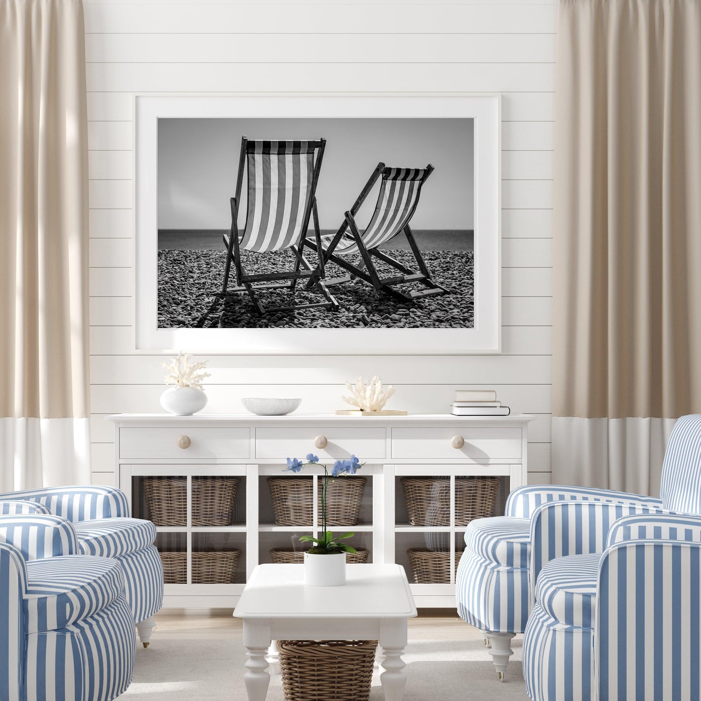 B&W Beach Chairs | Beach Print - Departures Print Shop