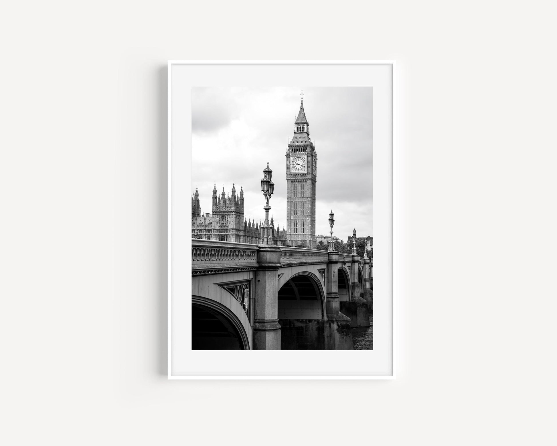 B&W Big Ben & Westminster Bridge | London Print - Departures Print Shop