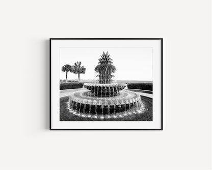 Black and White Charleston Pineapple Fountain Print II | Charleston Photography Print - Departures Print Shop