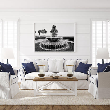 Black and White Charleston Pineapple Fountain Print II | Charleston Photography Print - Departures Print Shop