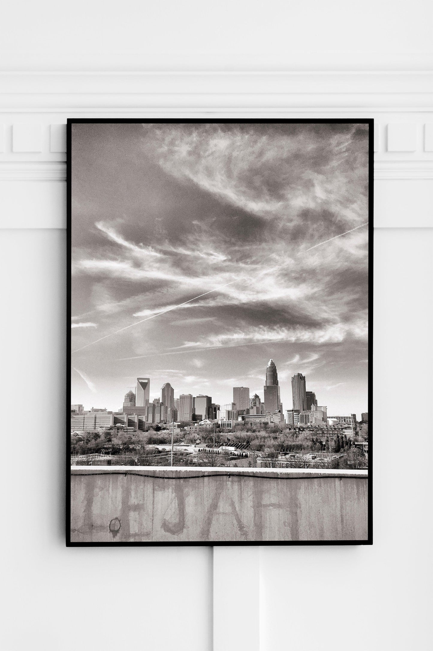 Black and White Charlotte Skyline Print II | Charlotte Photography Print - Departures Print Shop