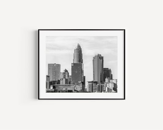 Black and White Charlotte Skyline Print III | Charlotte Photography Print - Departures Print Shop