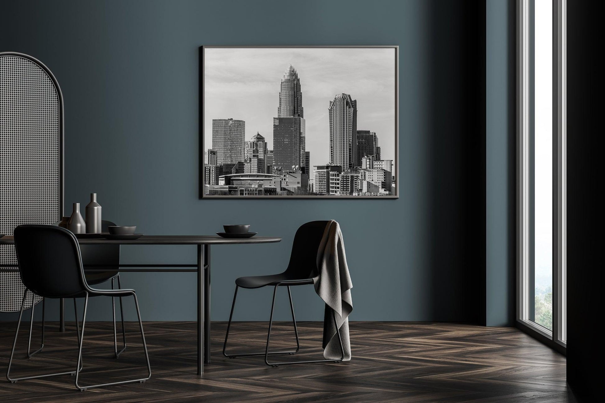 Black and White Charlotte Skyline Print III | Charlotte Photography Print - Departures Print Shop