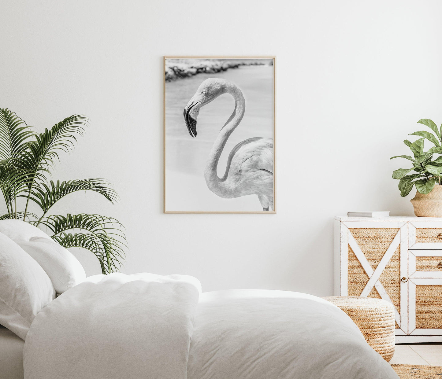 Black and White flamingo photography print
