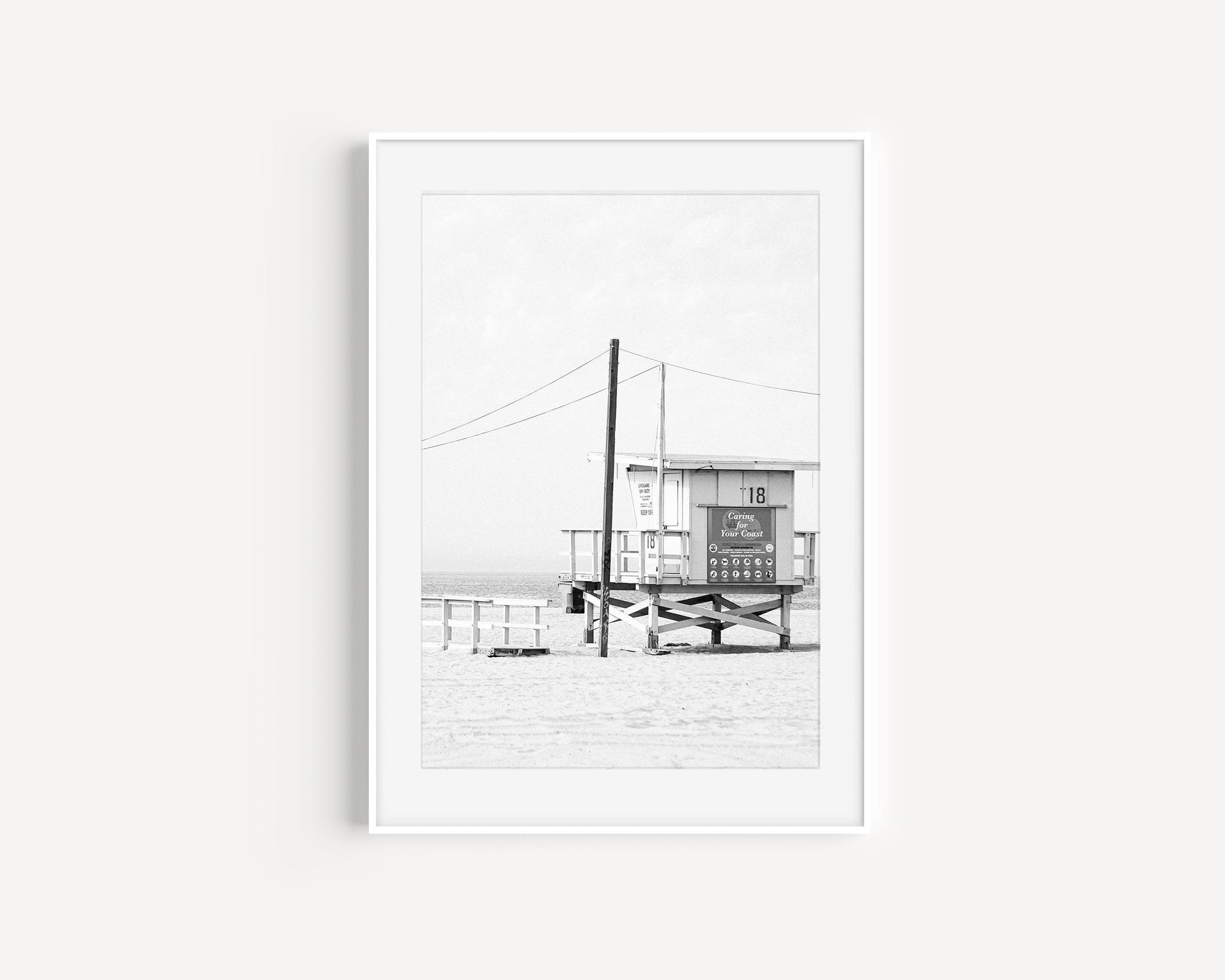 Black and White Lifeguard Tower Print | Beach Photography Print - Departures Print Shop