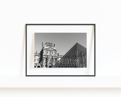 Black and White Louvre Museum Pyramid | Paris Photography Print - Departures Print Shop