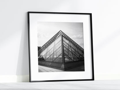 B&W Louvre Museum Pyramid | Square Paris Print - Departures Print Shop