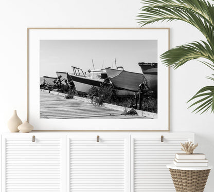 Black and White Marina | Beach Photography Print - Departures Print Shop