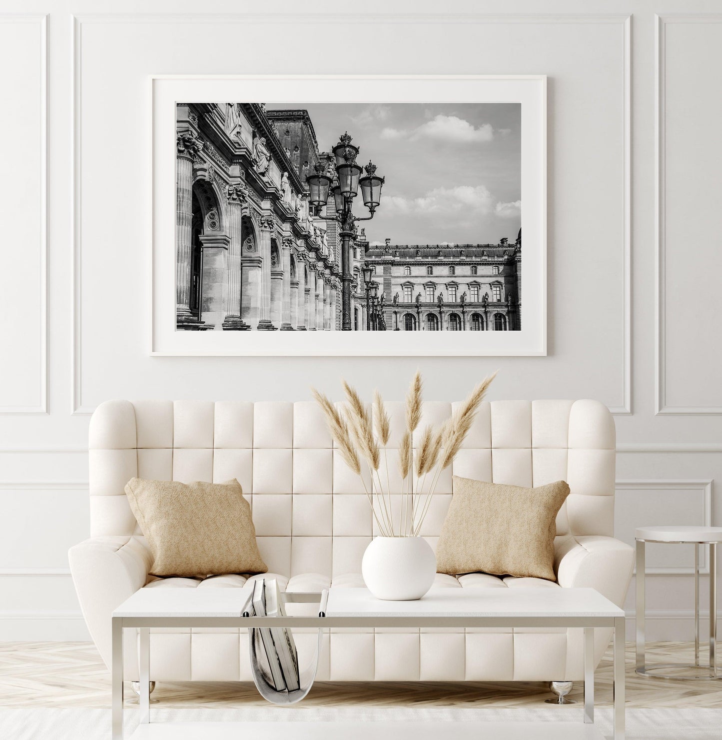 Black and White Louvre Museum Lamp Posts | Paris Photography Print - Departures Print Shop