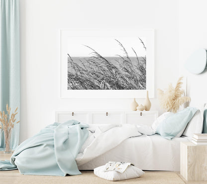 B&W Sea Oats III | Neutral Beach Print - Departures Print Shop