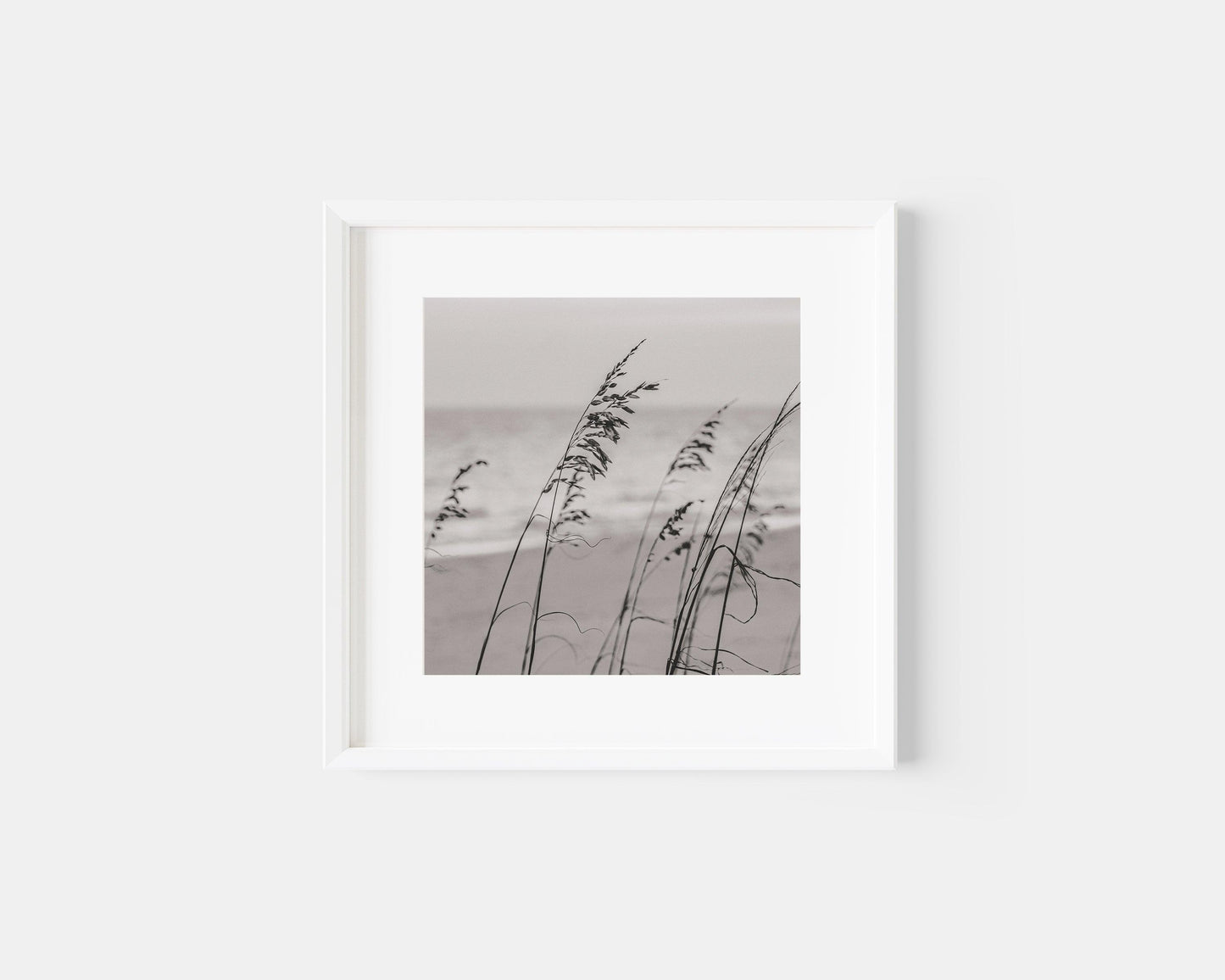 B&W Sea Oats | Square Beach Print - Departures Print Shop