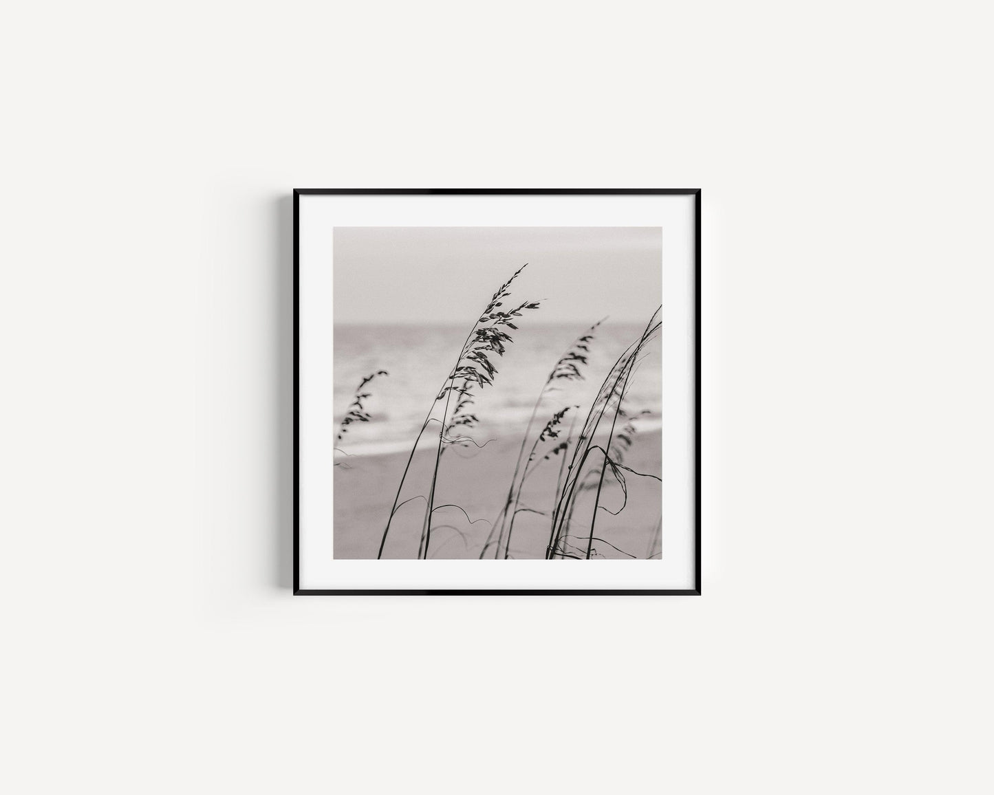 B&W Sea Oats | Square Beach Print - Departures Print Shop