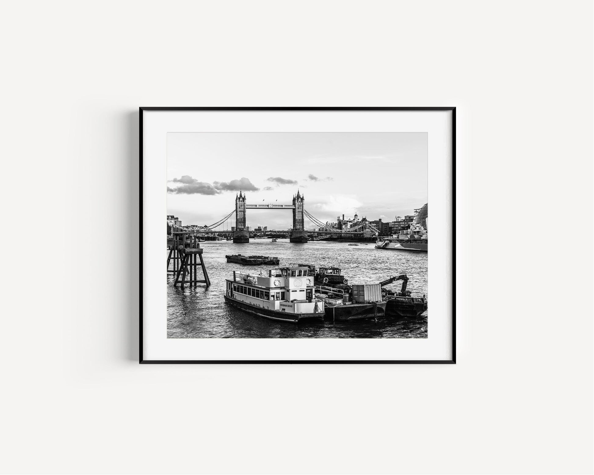 B&W Tower Bridge Thames River | London Print - Departures Print Shop