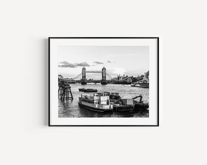 B&W Tower Bridge Thames River | London Print - Departures Print Shop