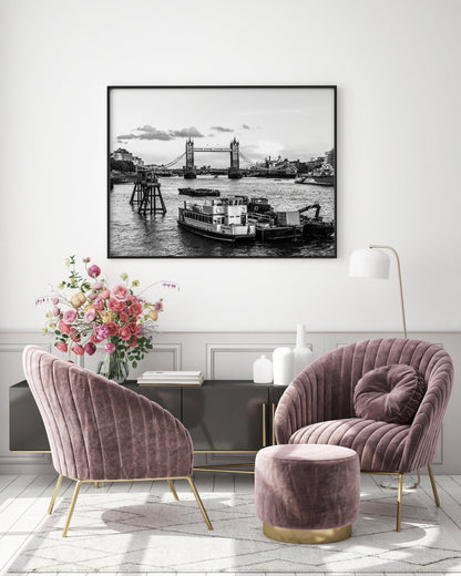 B&W Tower Bridge Thames River | London Print - Departures Print Shop