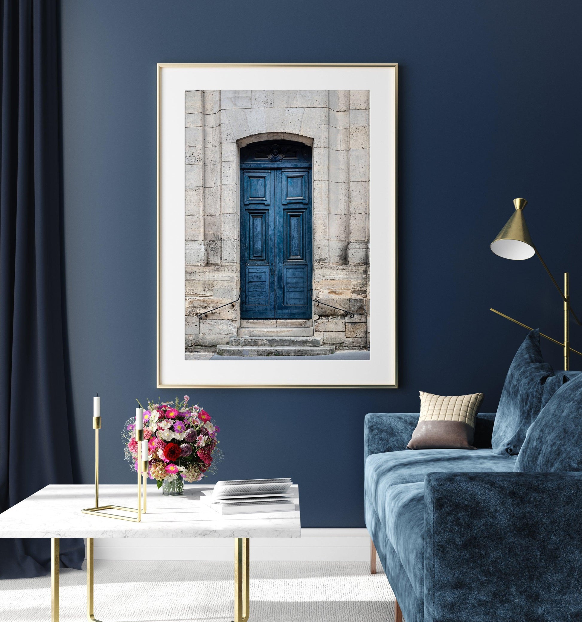 Navy Blue Door | Paris Print - Departures Print Shop