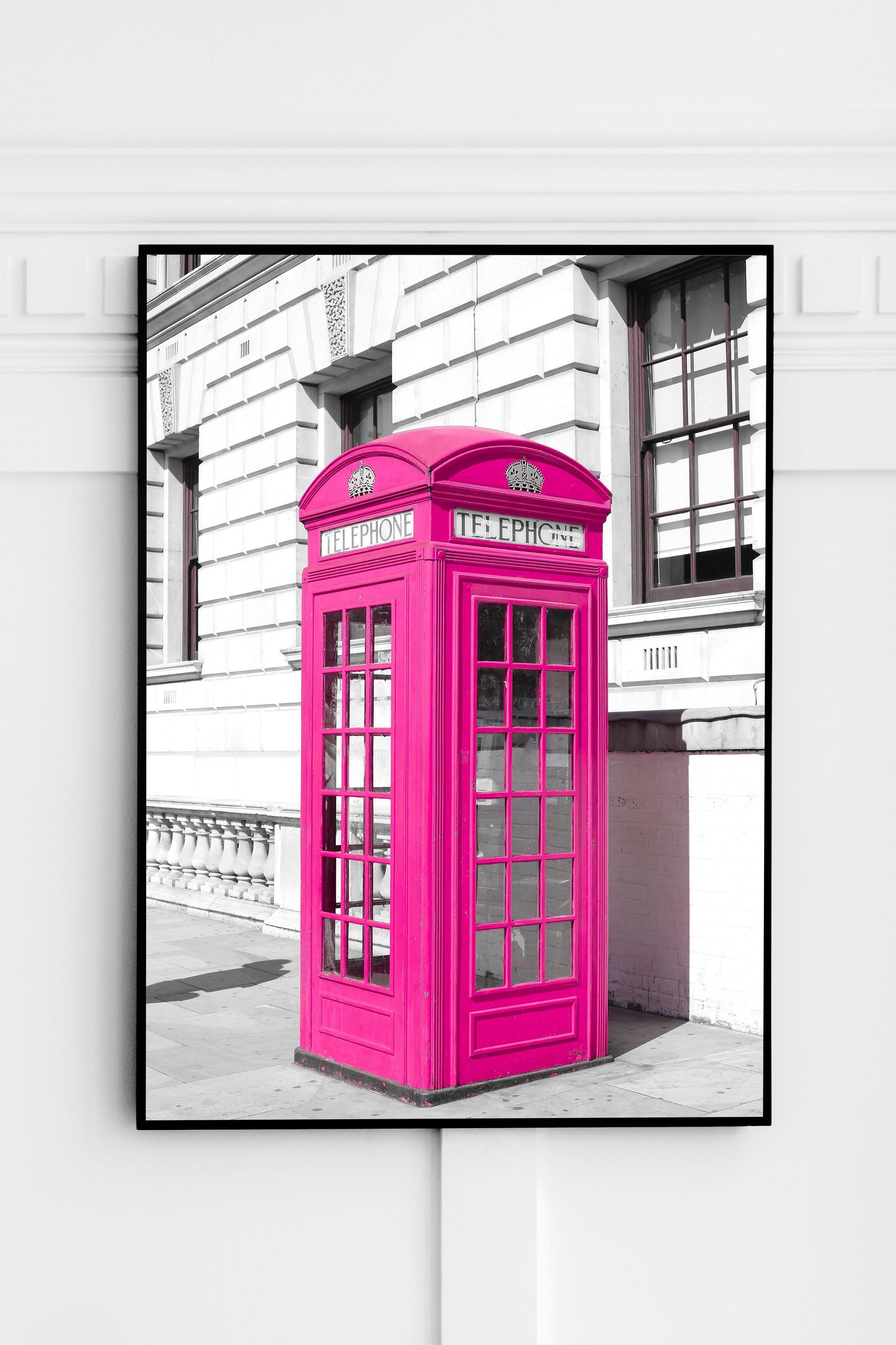 Pink Phone Booth | London Print - Departures Print Shop