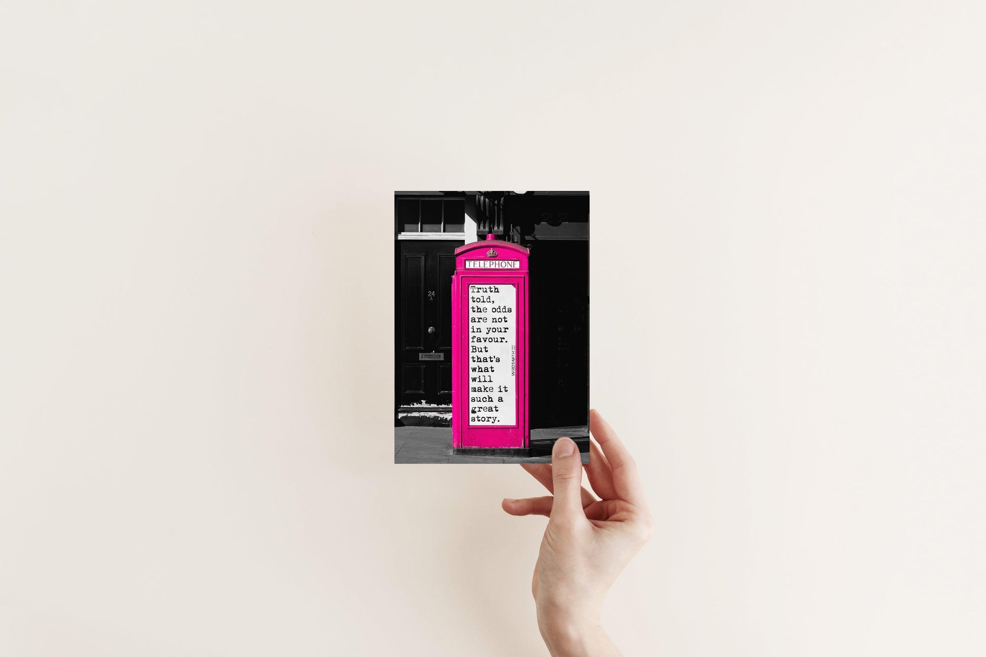 Pink Phone Booth Quote | London Print - Departures Print Shop